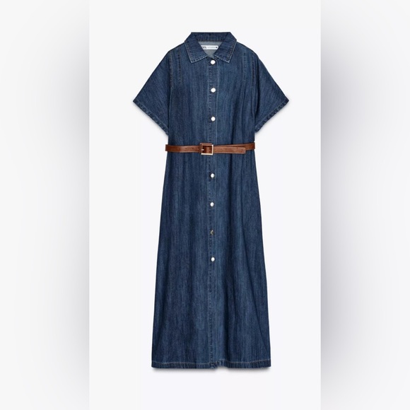 ZARA Z1975 BELTED DENIM MIDI DRESS
Color: Blue * Size: S - Picture 2 of 4